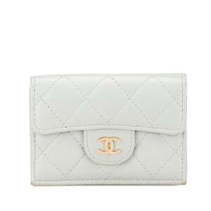CHANEL Gray Lambskin Leather Wallet